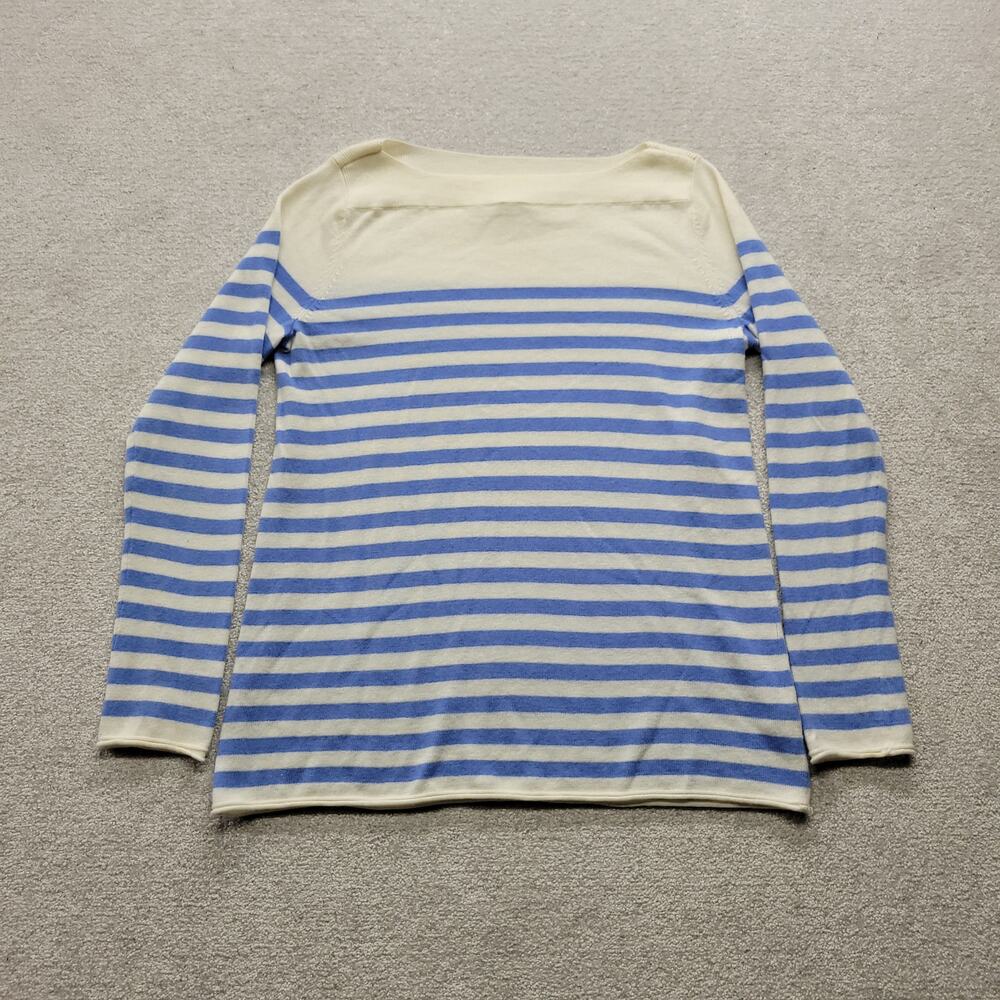 Gap Designer & Crafted Womens Sweater Size S Blue White Striped Boat Neck